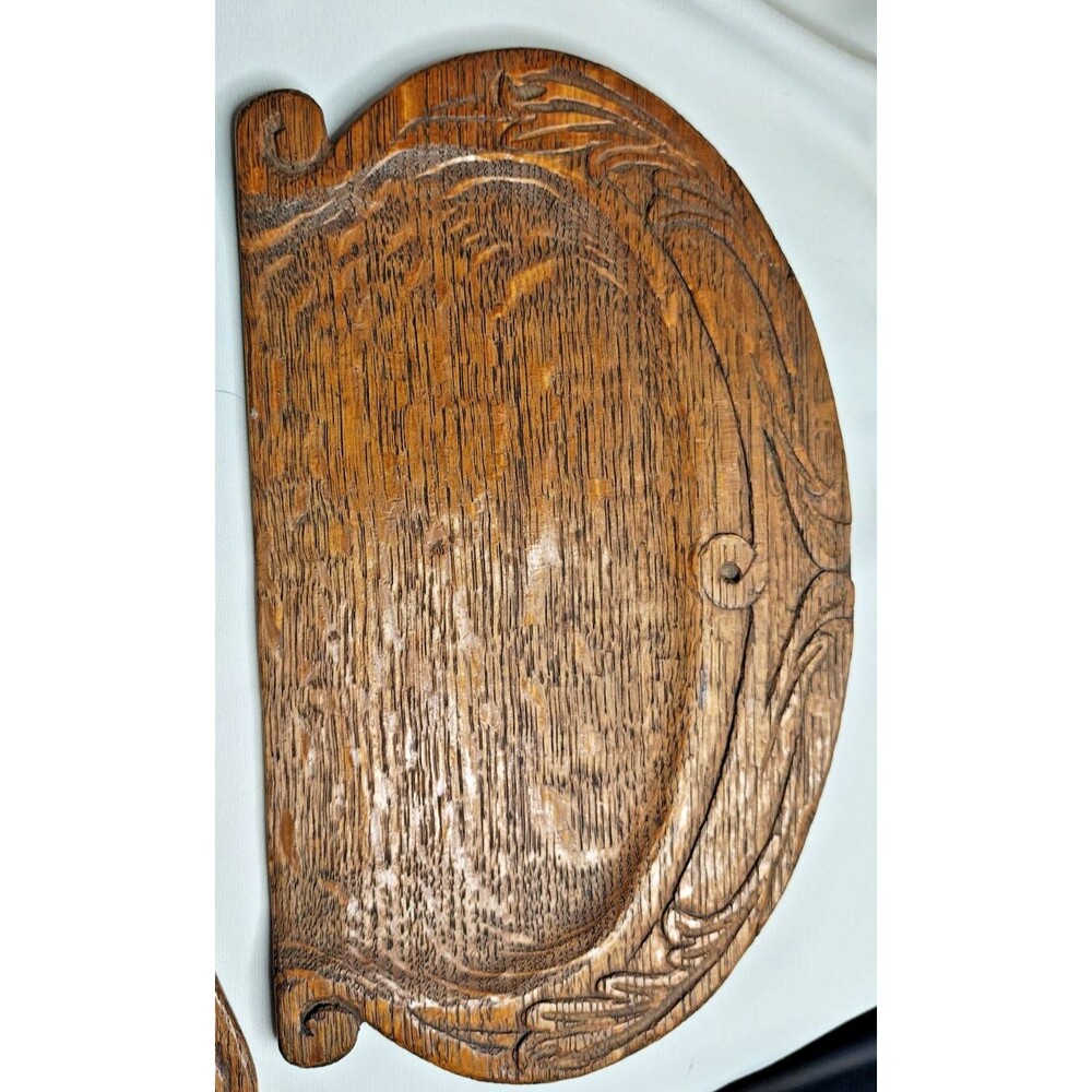 VINTAGE TABLE BUTLER CRUMB SWEEPER AND TRAY HAND CARVED WOOD